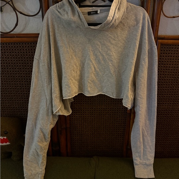 BDG Light Gray Cropped Hoodie - Picture 1 of 4